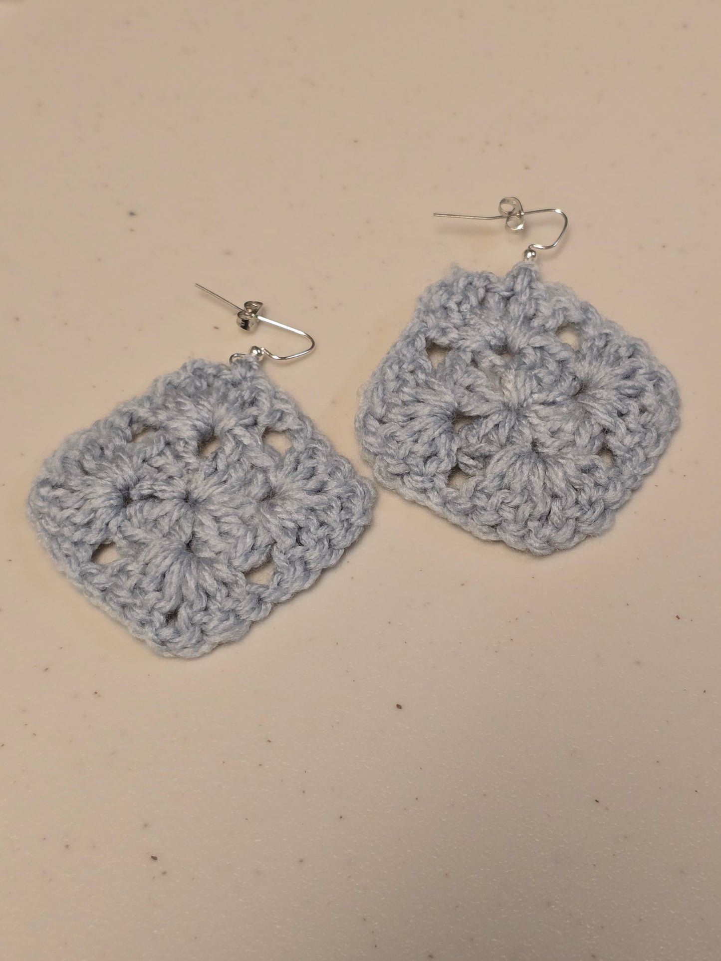 Light Gray Crochet Earrings