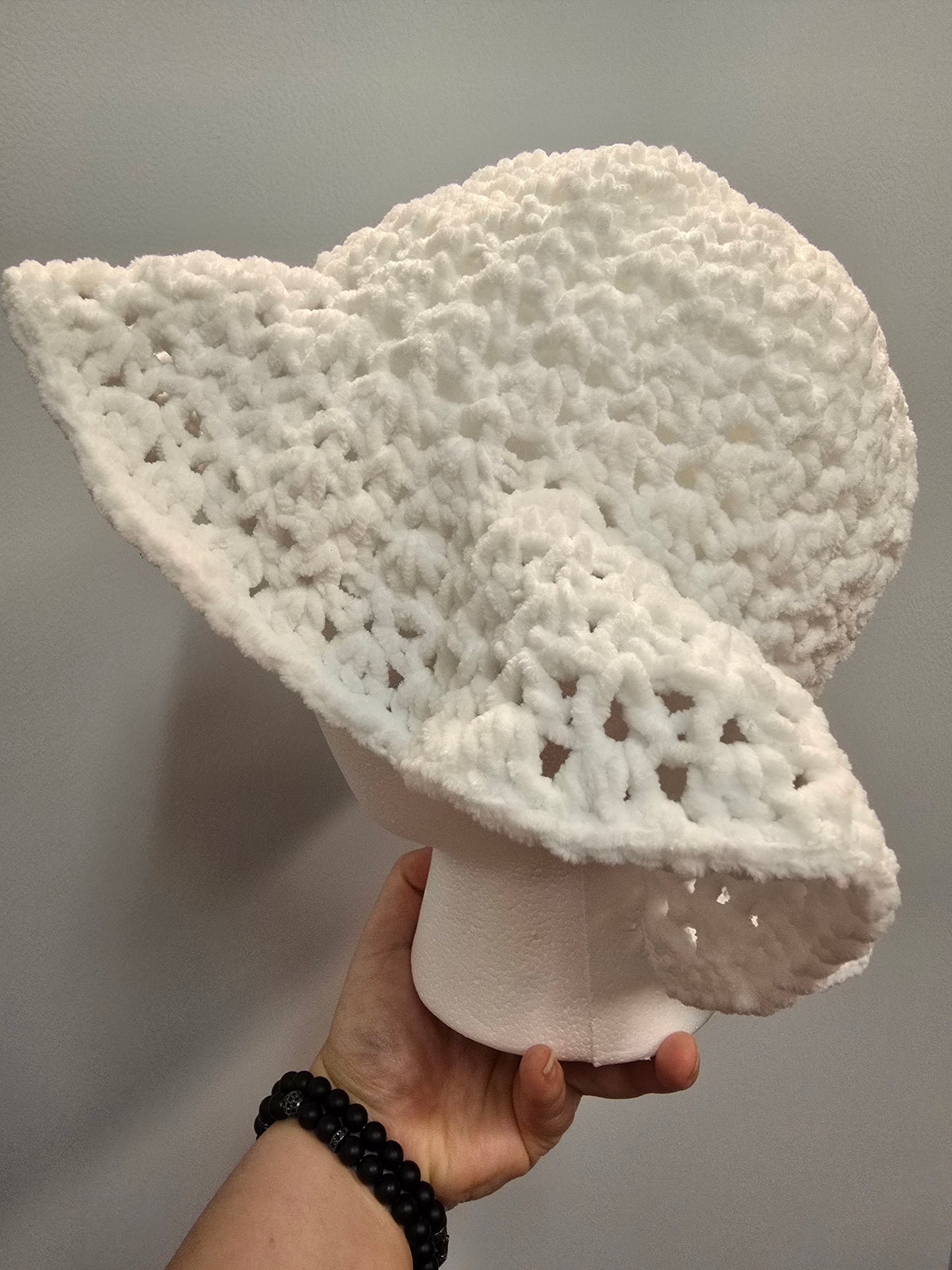 Crochet White Bucket Hat