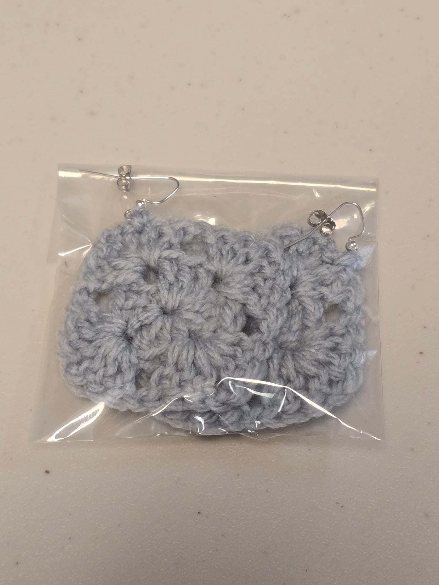 Light Gray Crochet Earrings