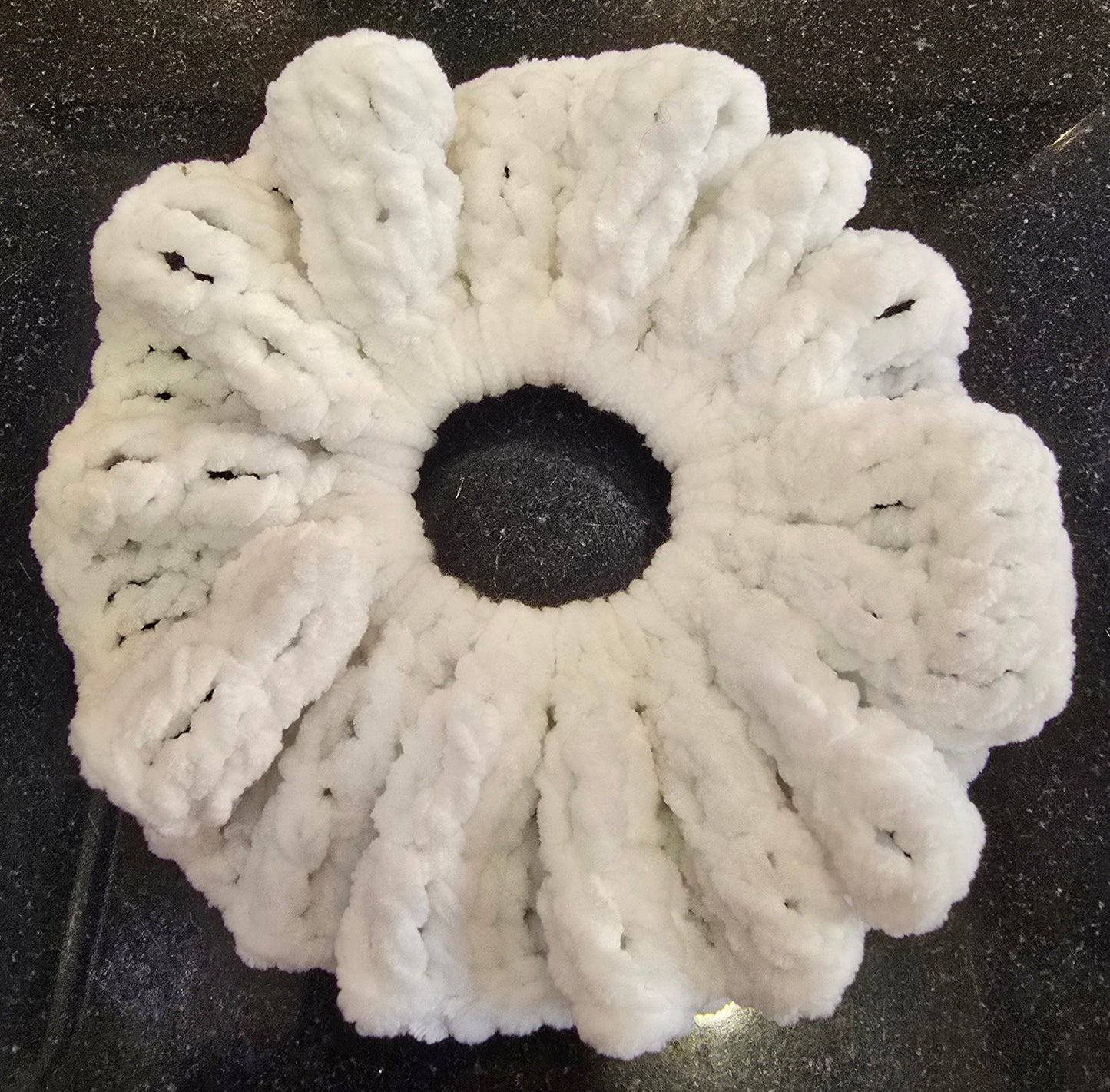 Crochet White Scrunchie