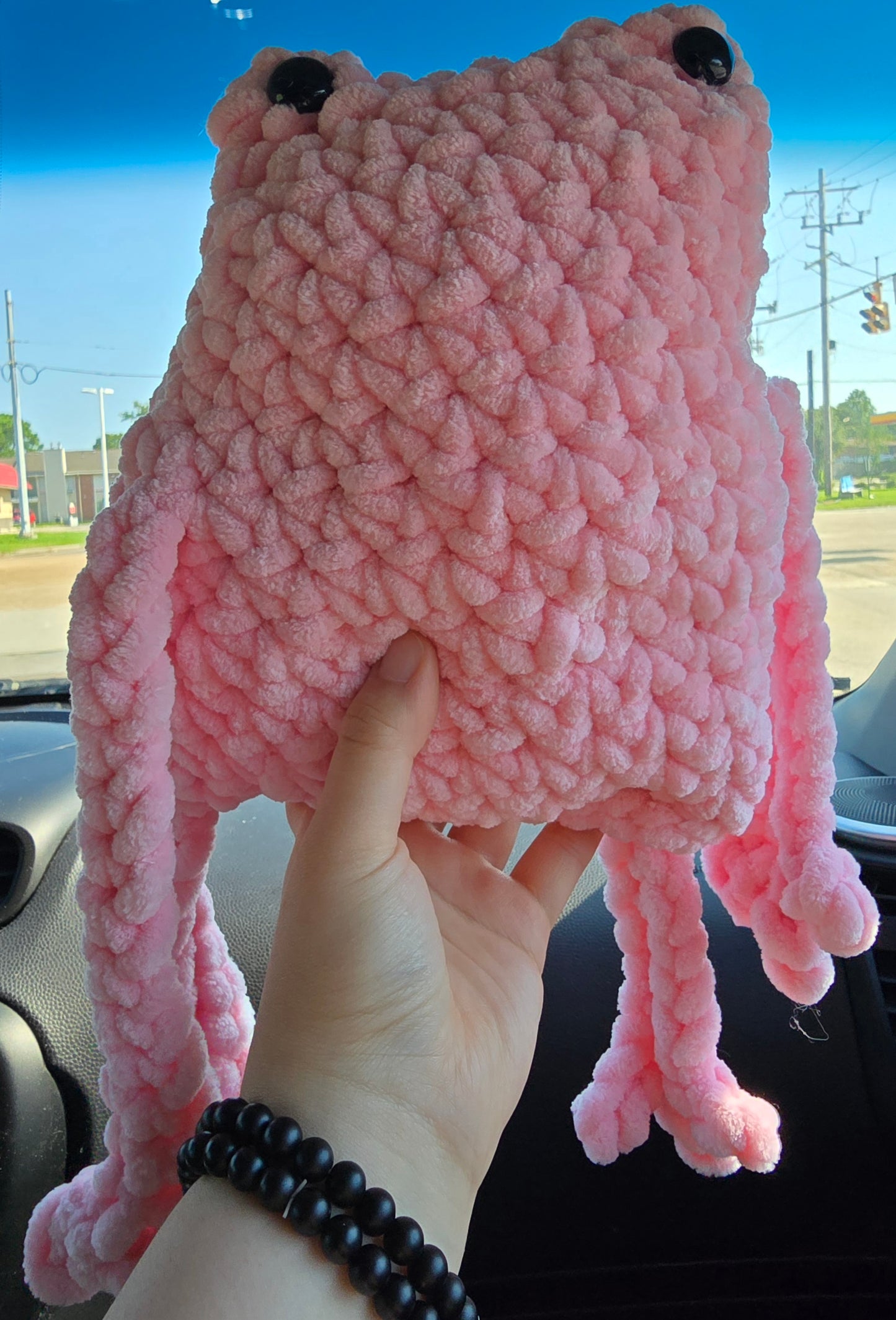 Crochet Pink Leggy Frog Jumbo