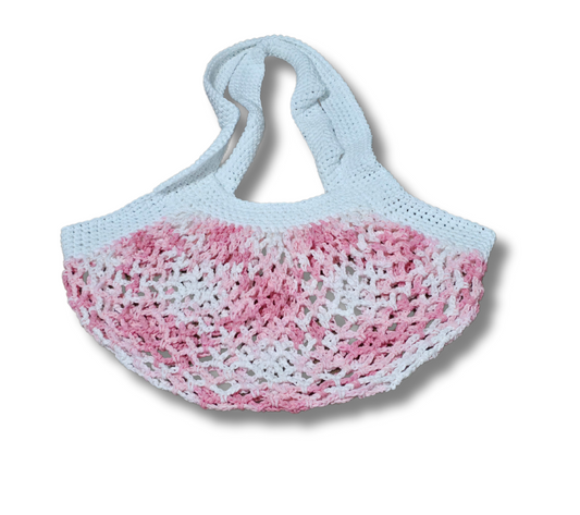 Pink & White Market Mesh Bag