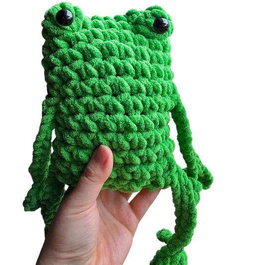 Green Leggy Frog Crochet Plushie