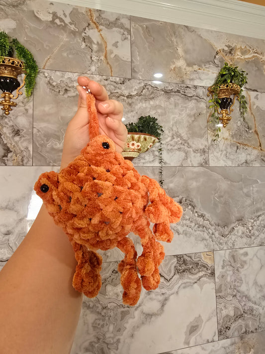 Orange Crochet Frog Keychain