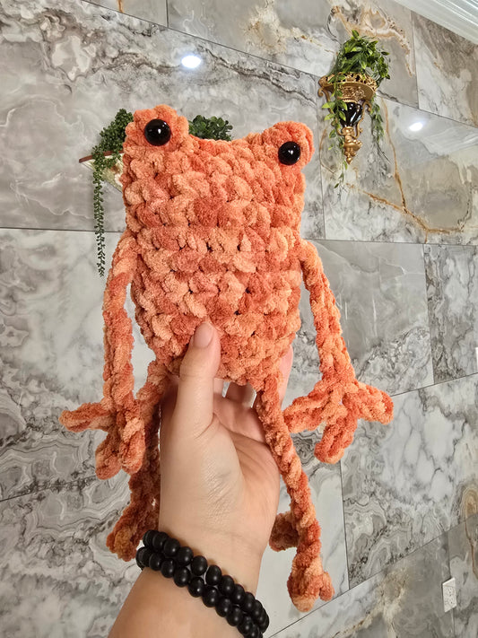 Crochet Leggy Frog Orange