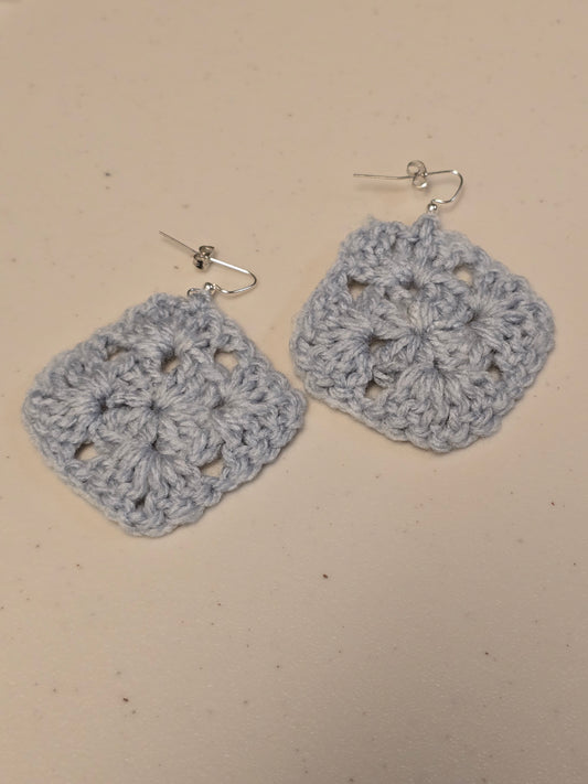 Light Gray Crochet Earrings