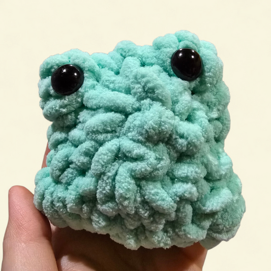 Crochet Sky Blue Mini Pocket Frog Plushie