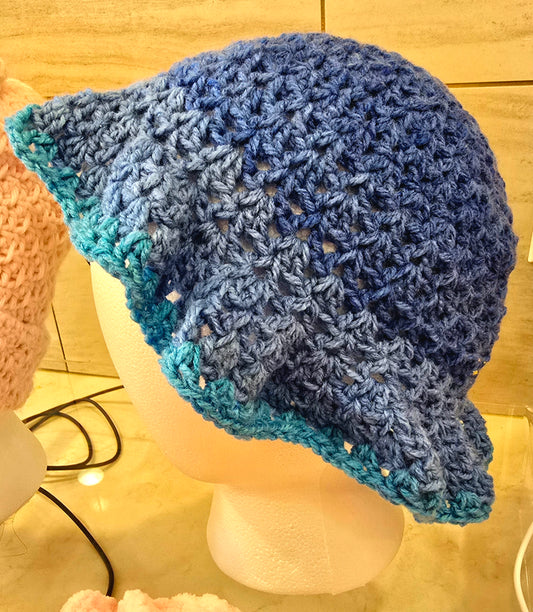 Crochet Blue Bucket Hat
