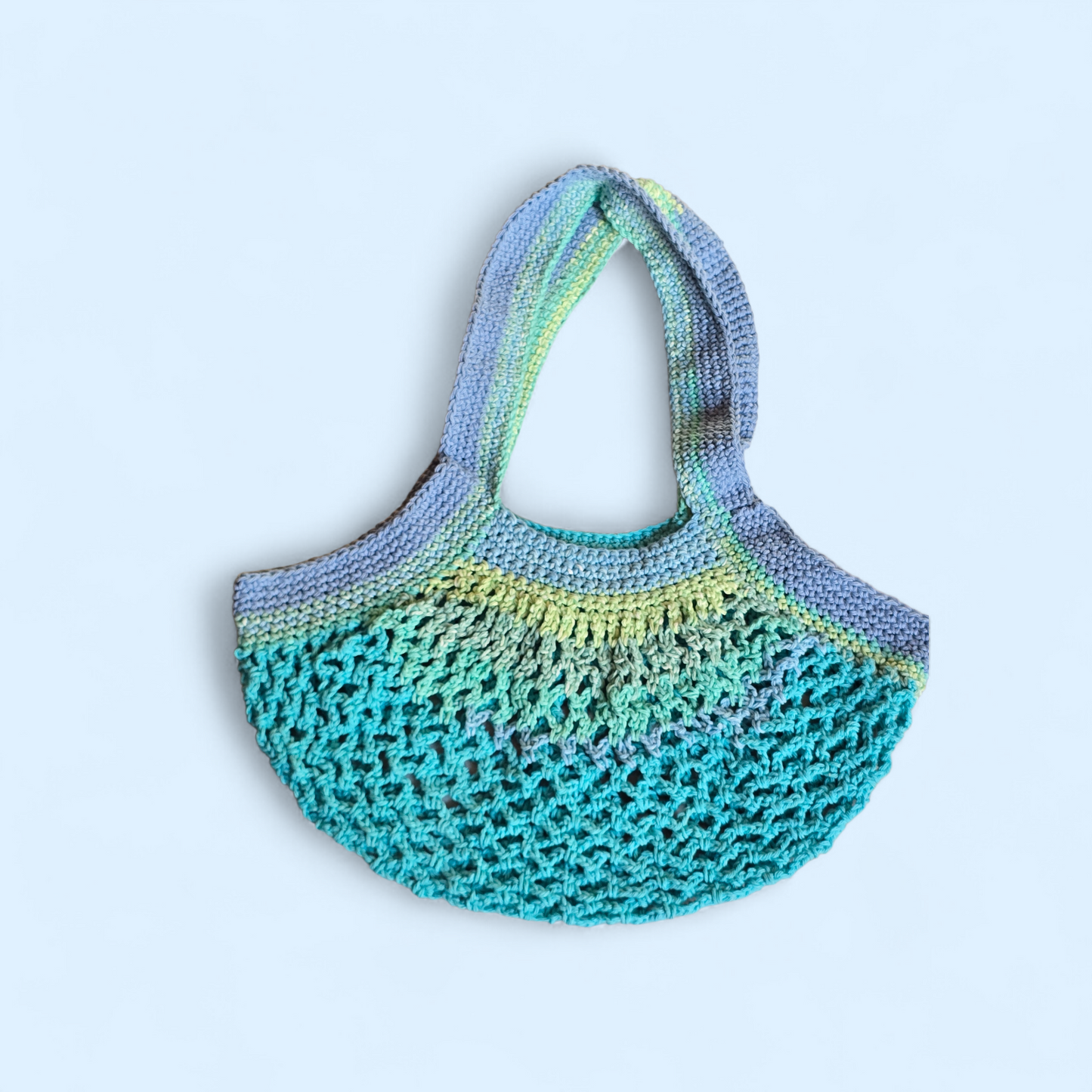 Teal Crochet Cotton Market Mesh Bag