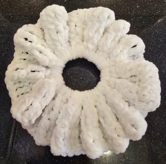 Crochet White Scrunchie