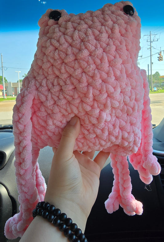 Crochet Pink Leggy Frog Jumbo