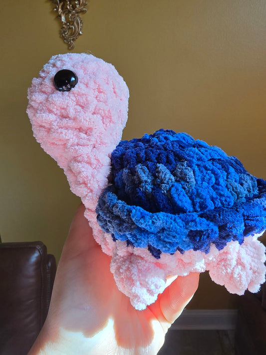 Pink & Blue Crochet Turtle Plushie