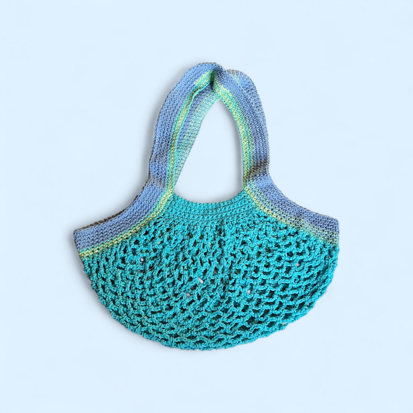 Teal Crochet Cotton Market Mesh Bag